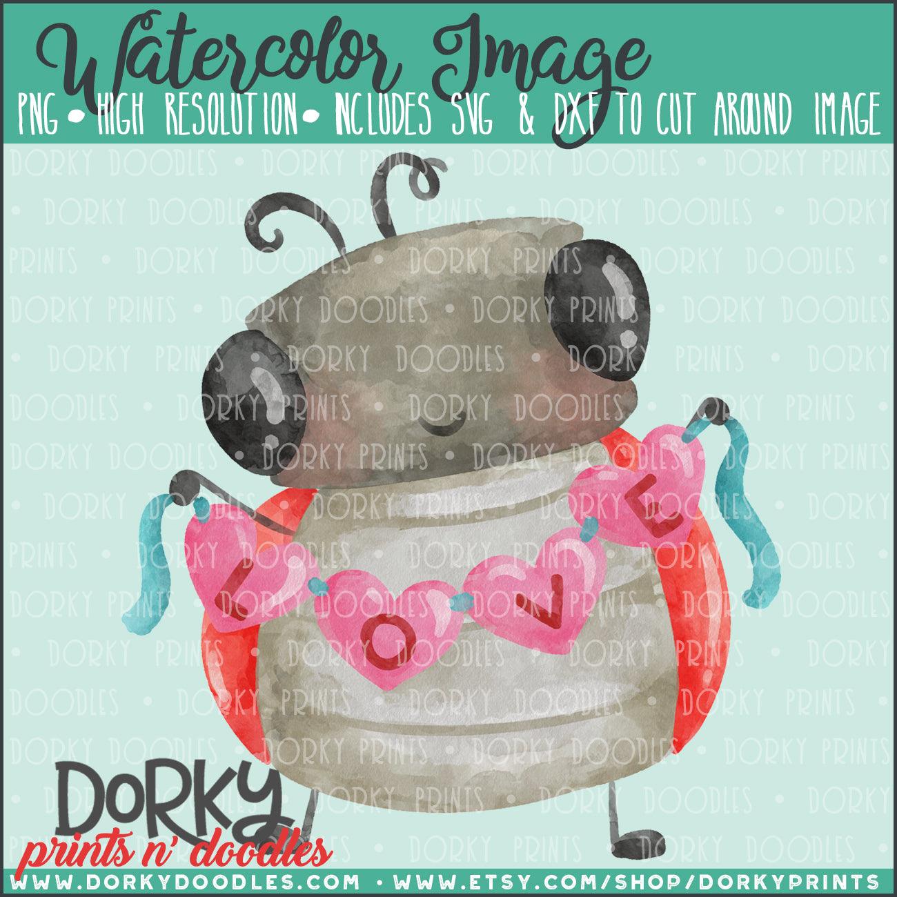 Love Bug Valentine's Day Watercolor PNG