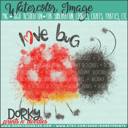 Love Bug Valentine's Day Watercolor PNG