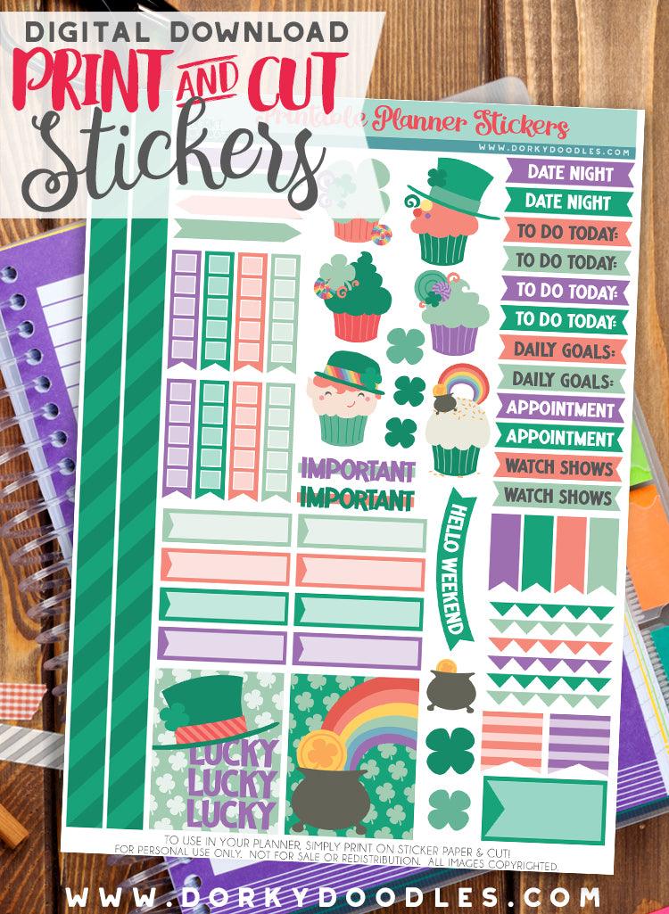 Lucky Cupcake Print and Cut Planner Stickers – Dorky Doodles