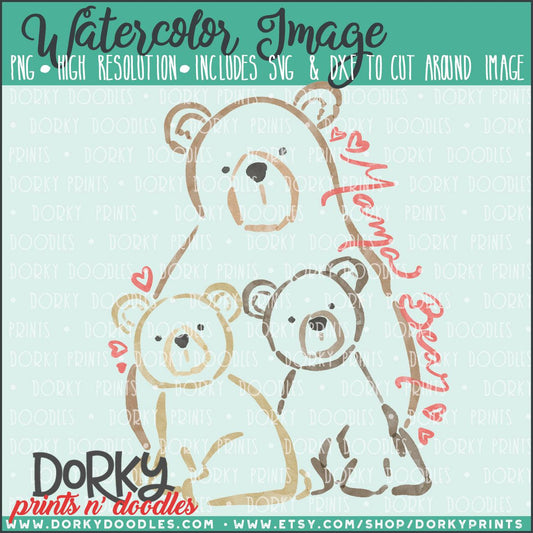 Mama Bear Watercolor PNG