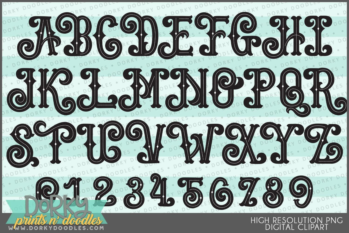 Masculine Alphabet Clipart - Dorky Doodles
