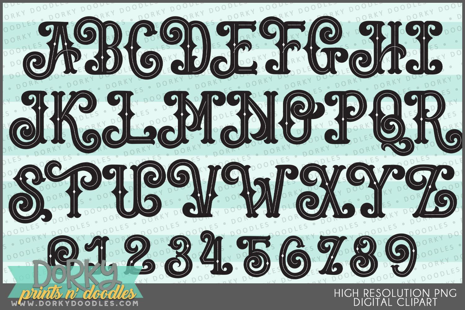 Masculine Alphabet Clipart - Dorky Doodles
