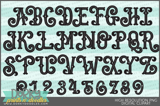 Masculine Alphabet Clipart - Dorky Doodles