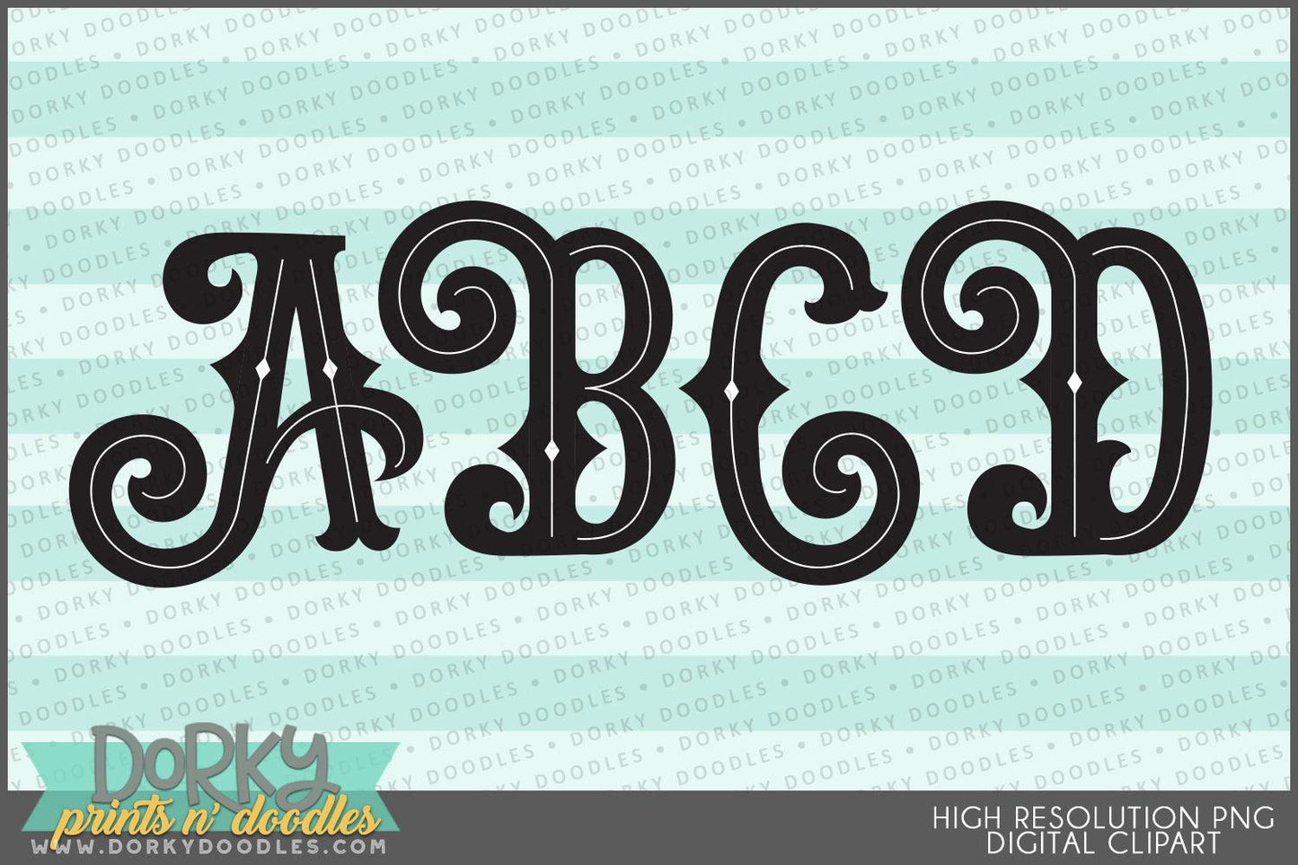 Masculine Alphabet Clipart - Dorky Doodles