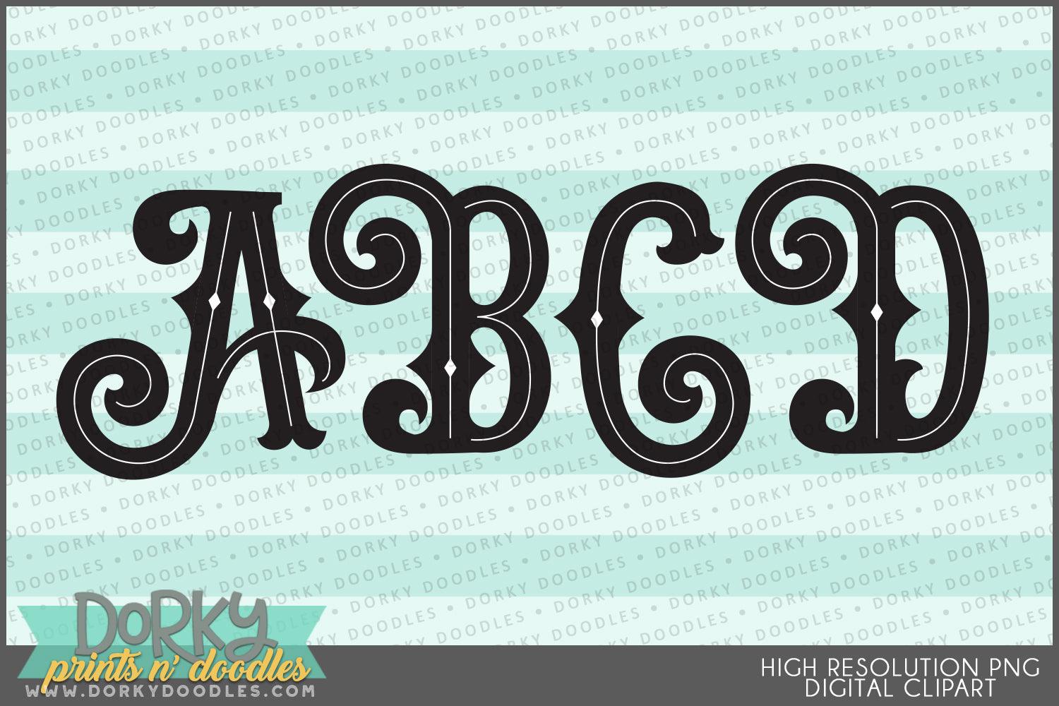 Masculine Alphabet Clipart - Dorky Doodles