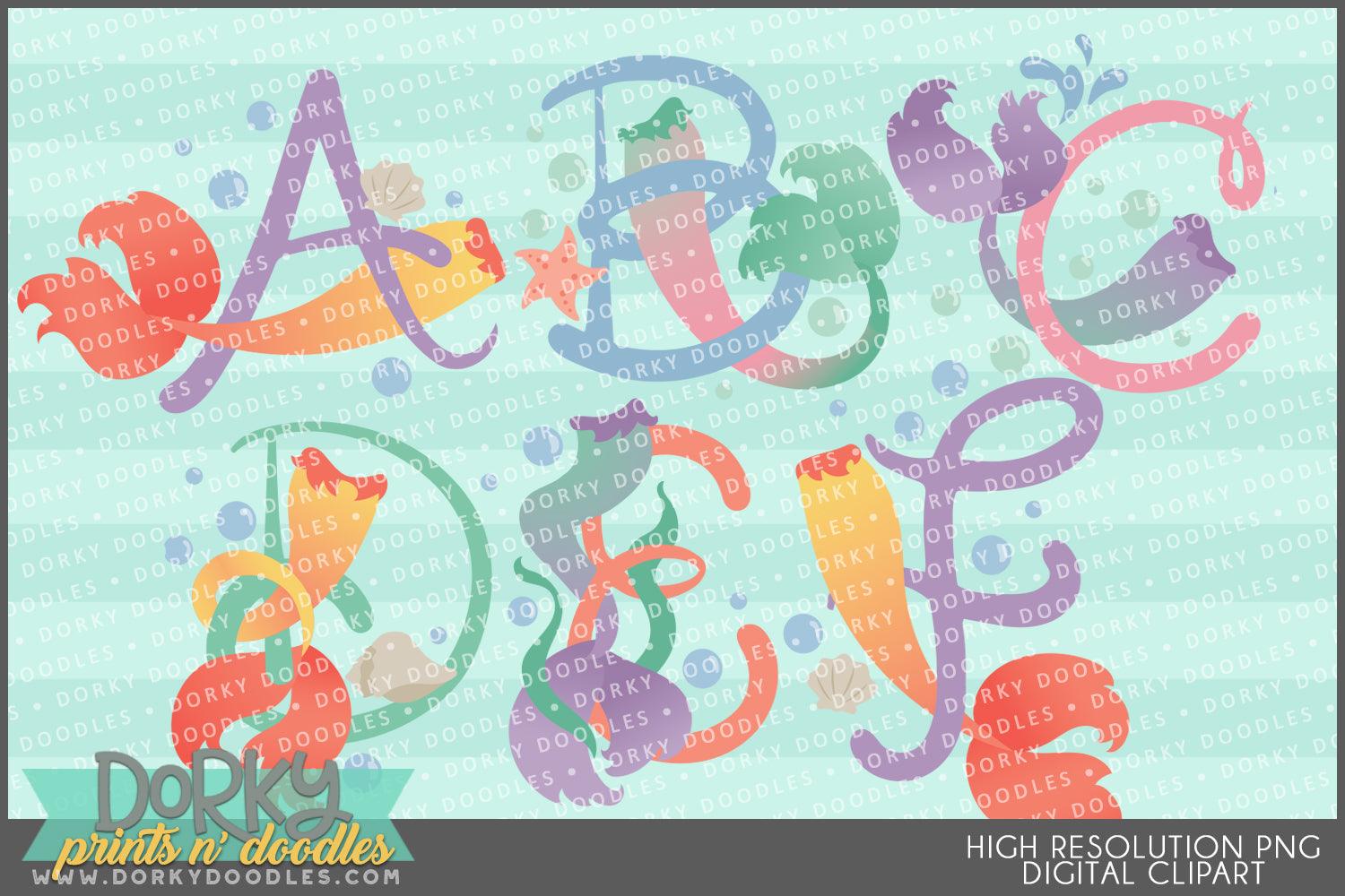 Mermaid Tails Alphabet Clipart