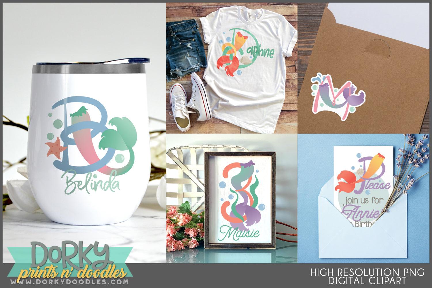 Mermaid Tails Alphabet Clipart