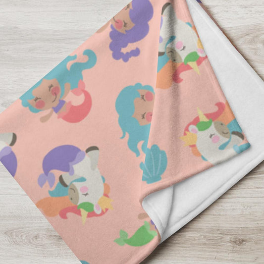 Mermaid Unicorn Throw Blanket