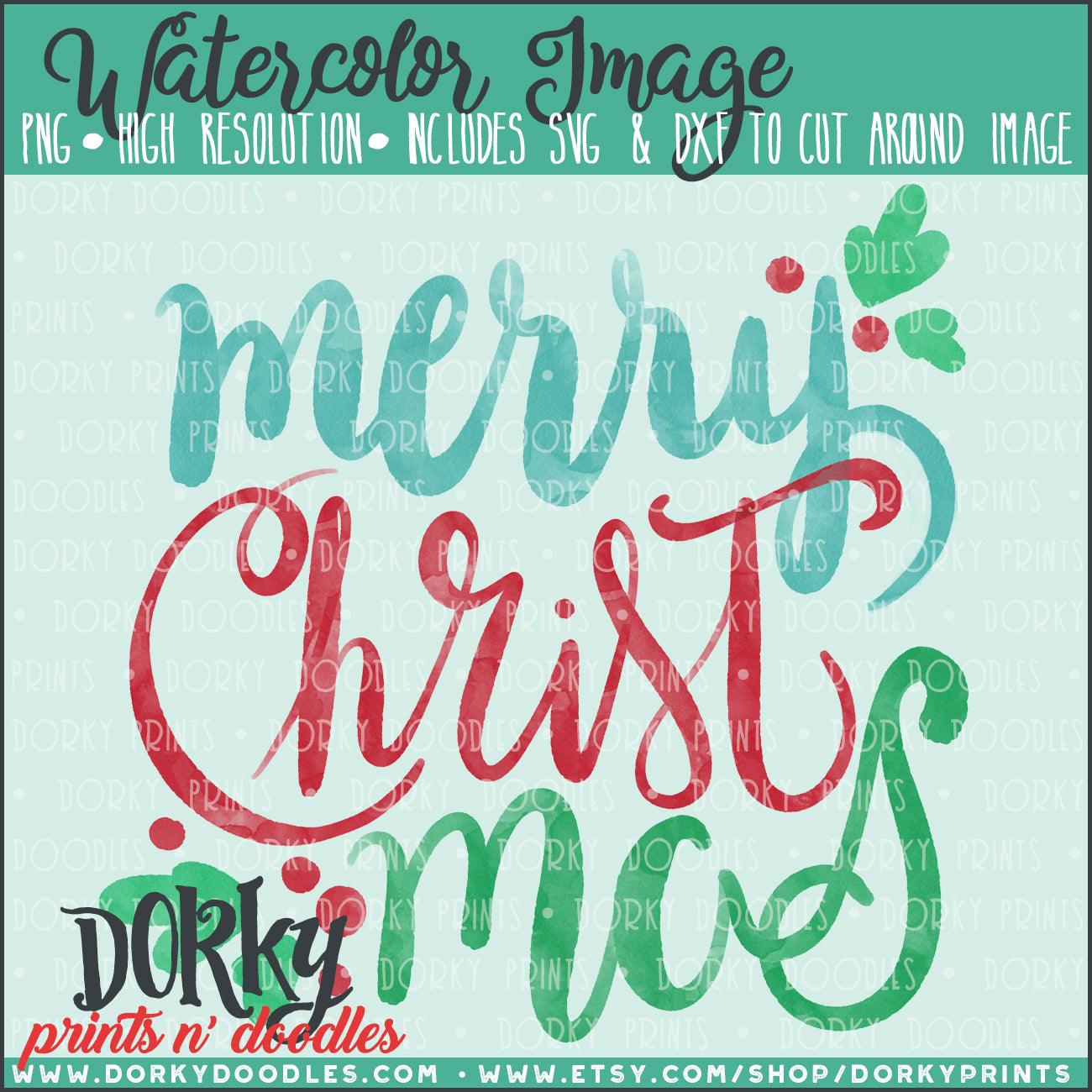 Merry CHRISTmas Watercolor PNG