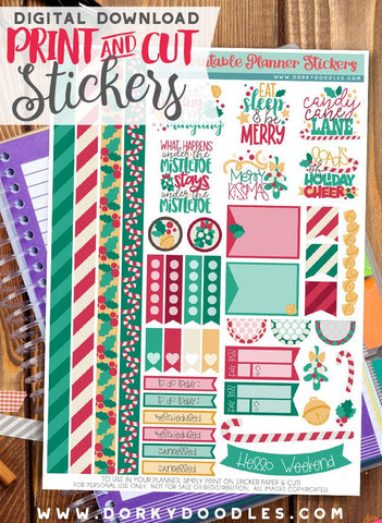 Merry Kissmas Print and Cut Planner Stickers