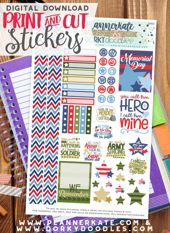 Military Hero Print and Cut Planner Stickers