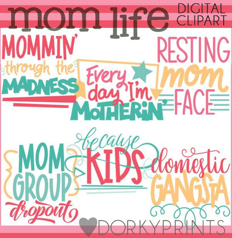 Mom Life Word Art Holiday Clipart