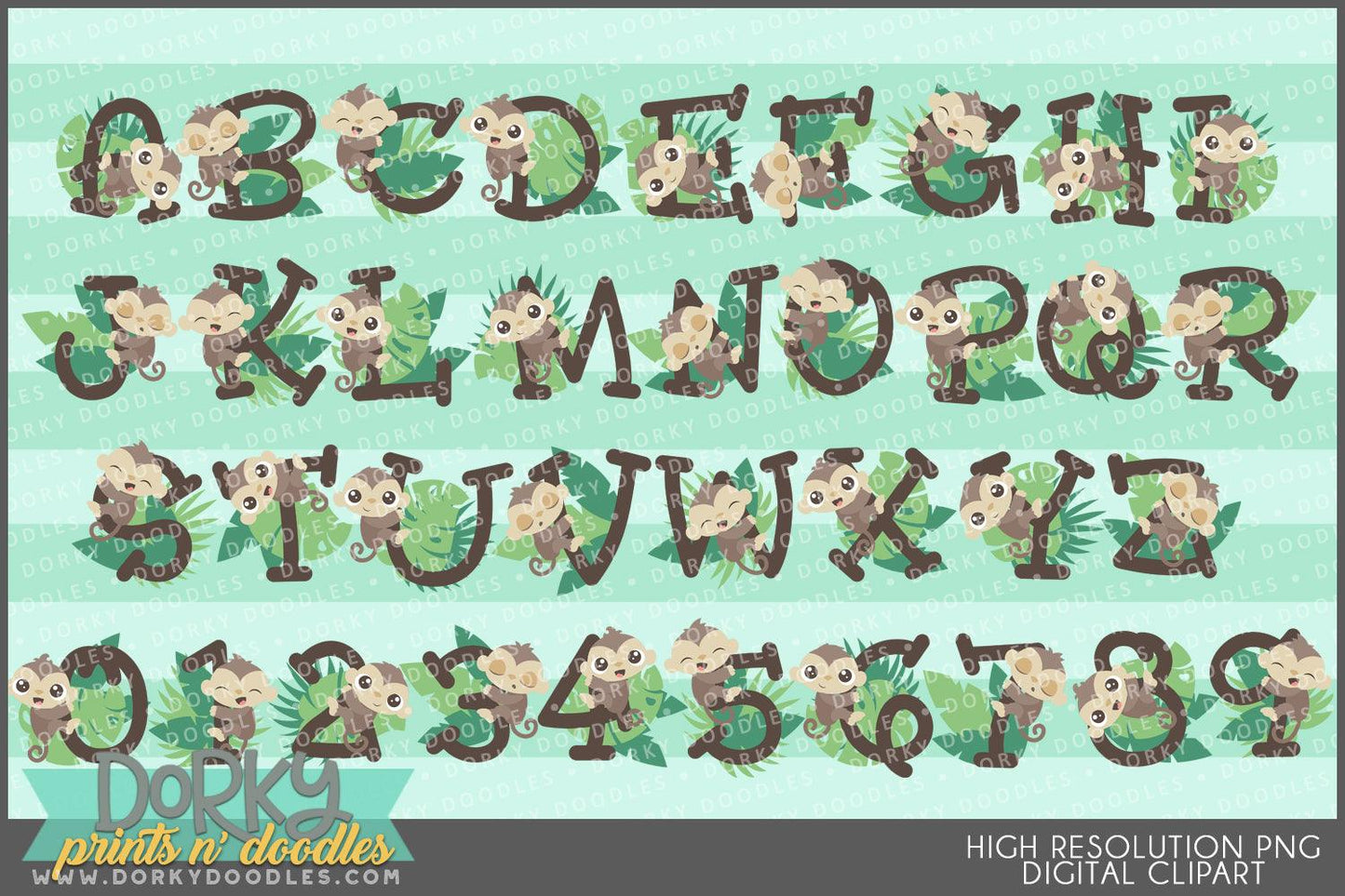 Monkey Alphabet Clipart