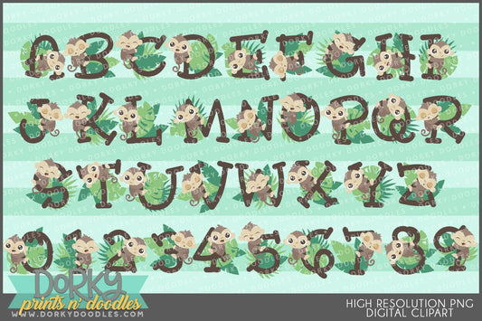 Monkey Alphabet Clipart