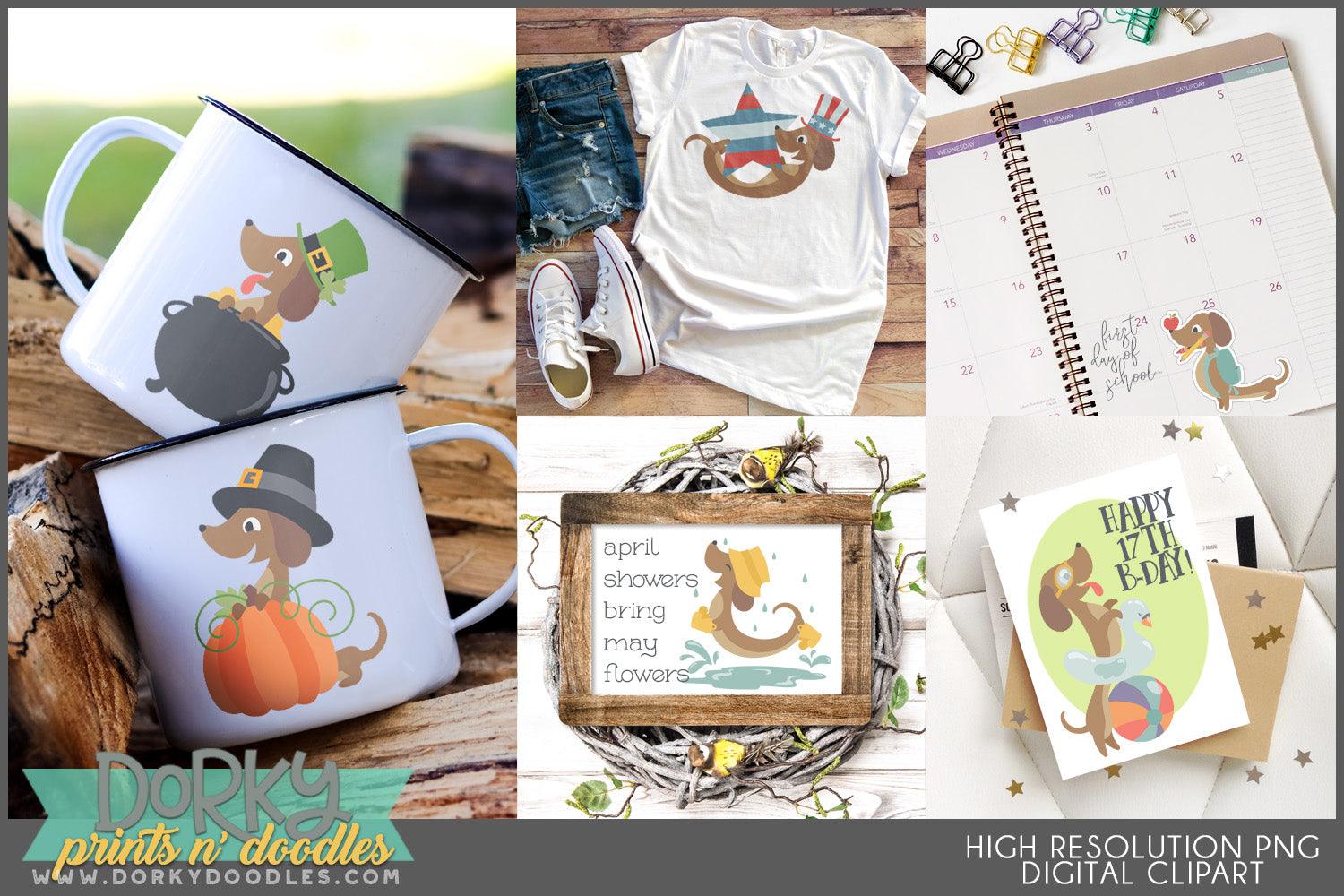 Monthly Dachshunds Holiday Clipart