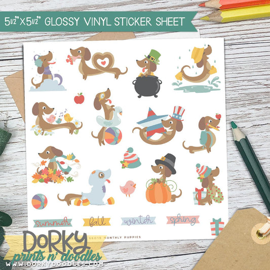 Monthly Puppies Sticker Sheet