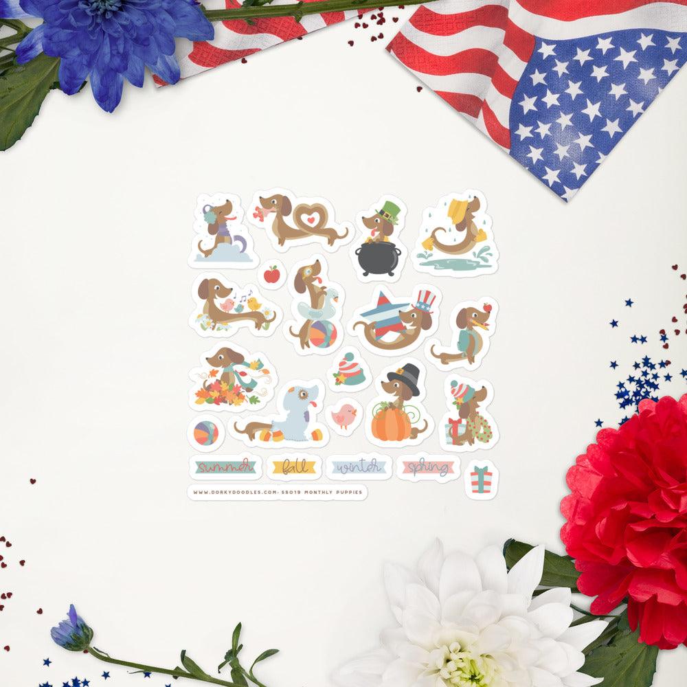 Monthly Puppies Sticker Sheet