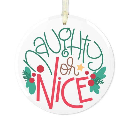 Naughty or Nice Glass Christmas Ornament
