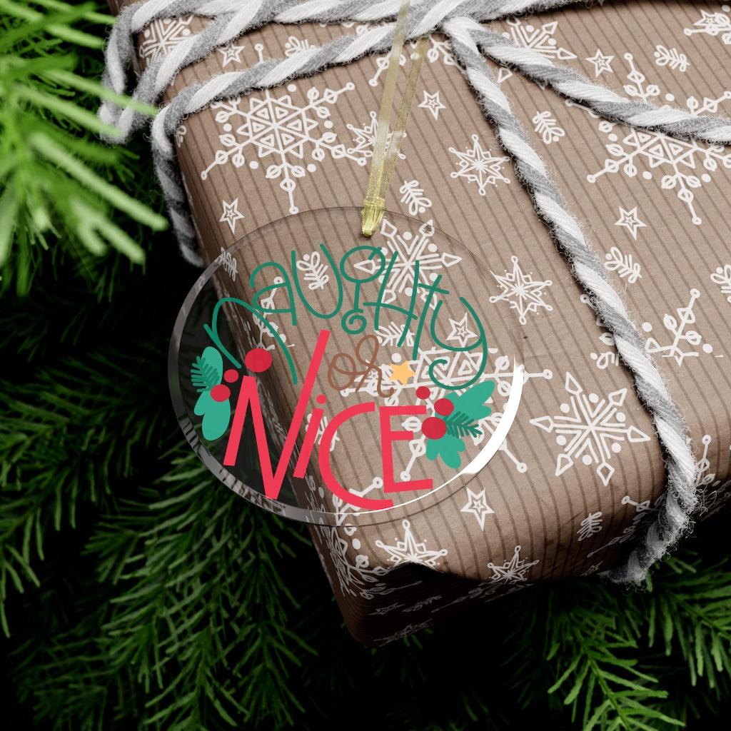 Naughty or Nice Glass Christmas Ornament