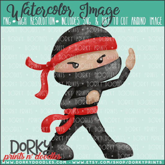 Ninja Boy Watercolor PNG