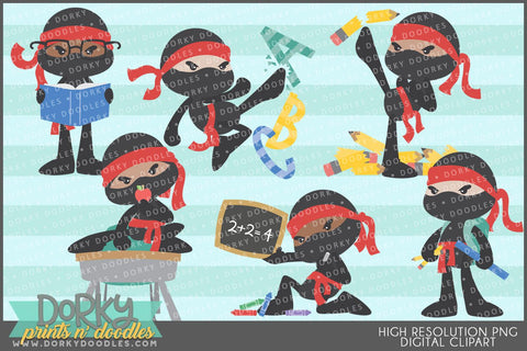 Ninjas Going Back to School Clipart