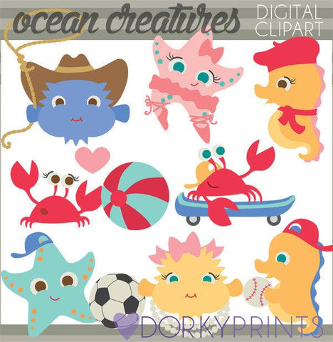 Ocean Animals Summer Clipart