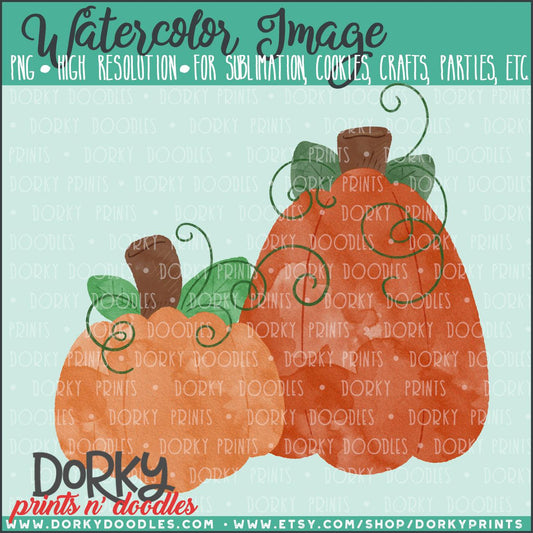 Pair of Pumpkins Watercolor PNG