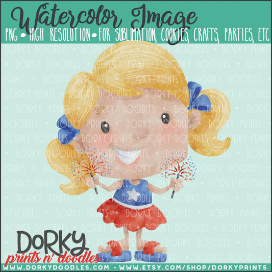 Patriotic Girl Watercolor PNG