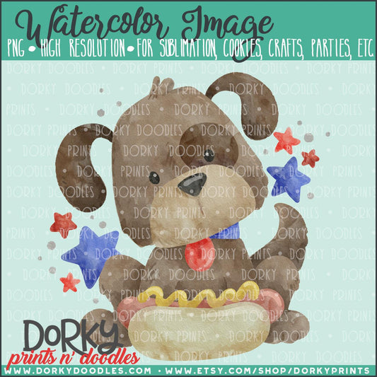Patriotic Puppy Watercolor PNG