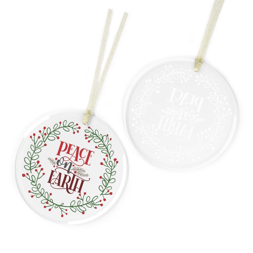 Peace on Earth Christmas Glass Ornament