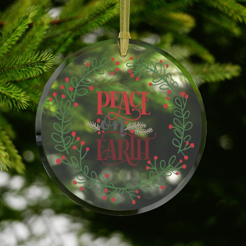 Peace on Earth Christmas Glass Ornament