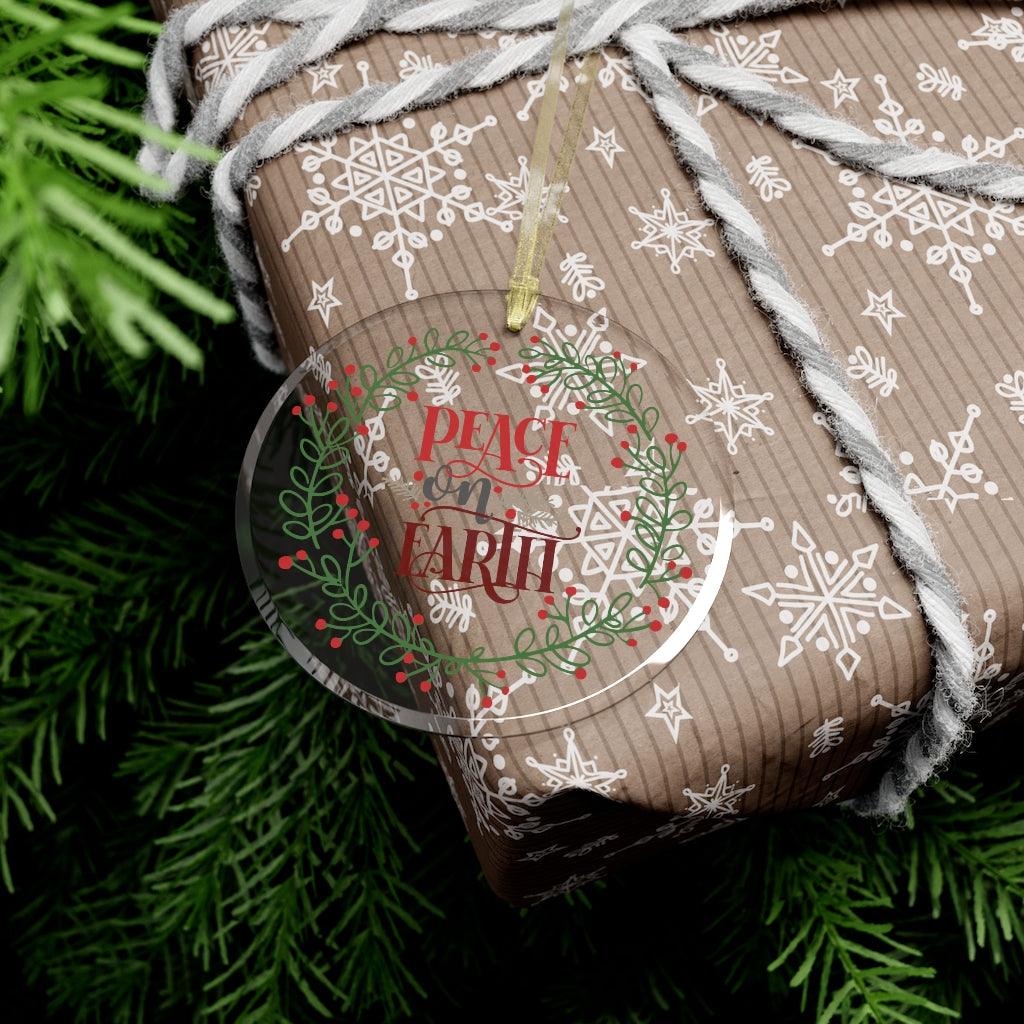 Peace on Earth Christmas Glass Ornament