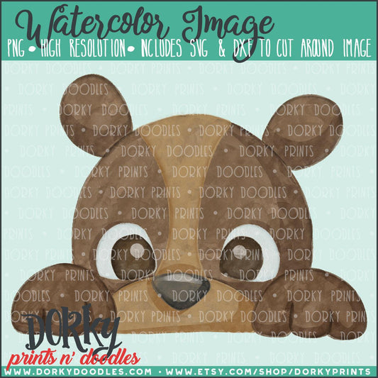 Peeking Bear Watercolor PNG