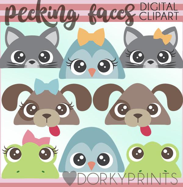 Peeking Faces Animals Clipart