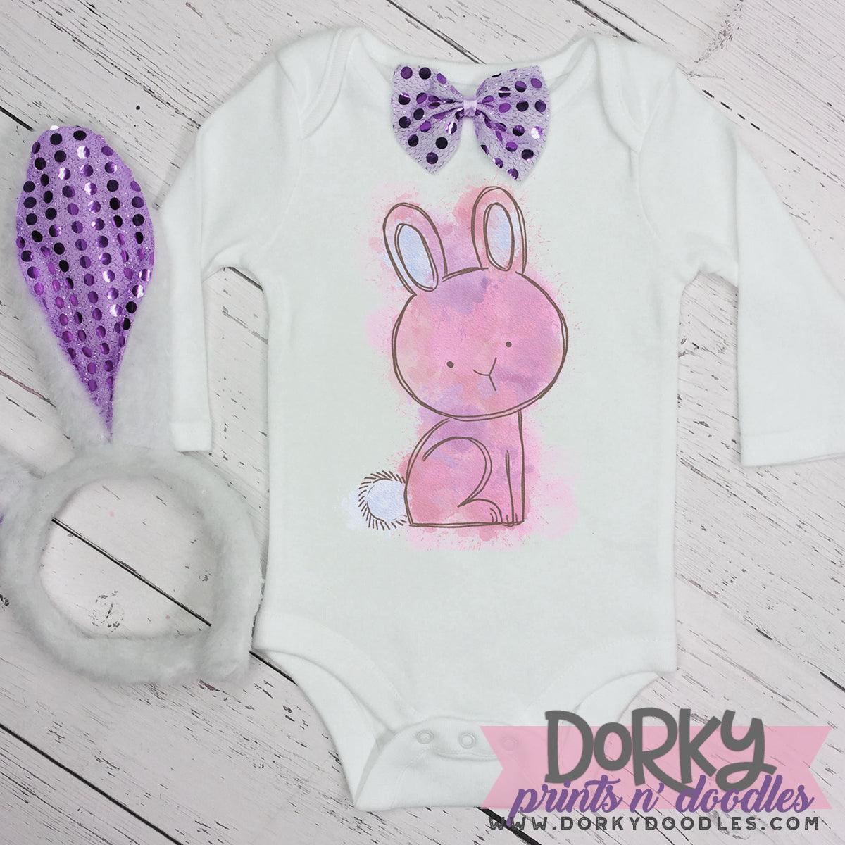 Pink Bunny Splatter Watercolor PNG
