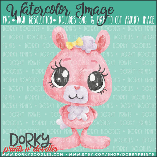 Pink Easter Bunny Watercolor PNG