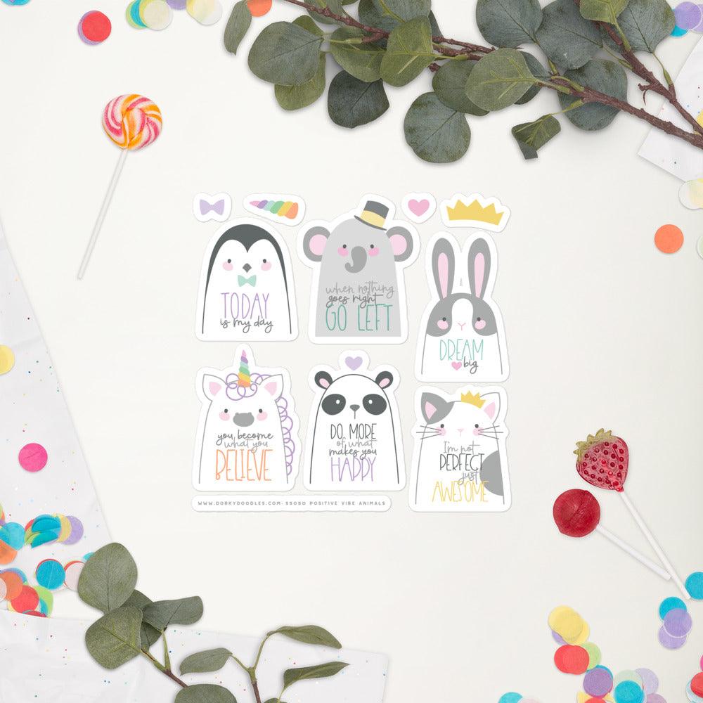 Positive Vibe Animals Stickers Sheet