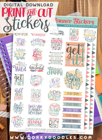 Positive Vibes Print and Cut Planner Stickers