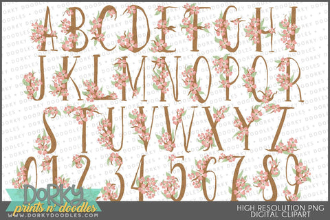 Pretty Dogwood Alphabet Clipart - Dorky Doodles