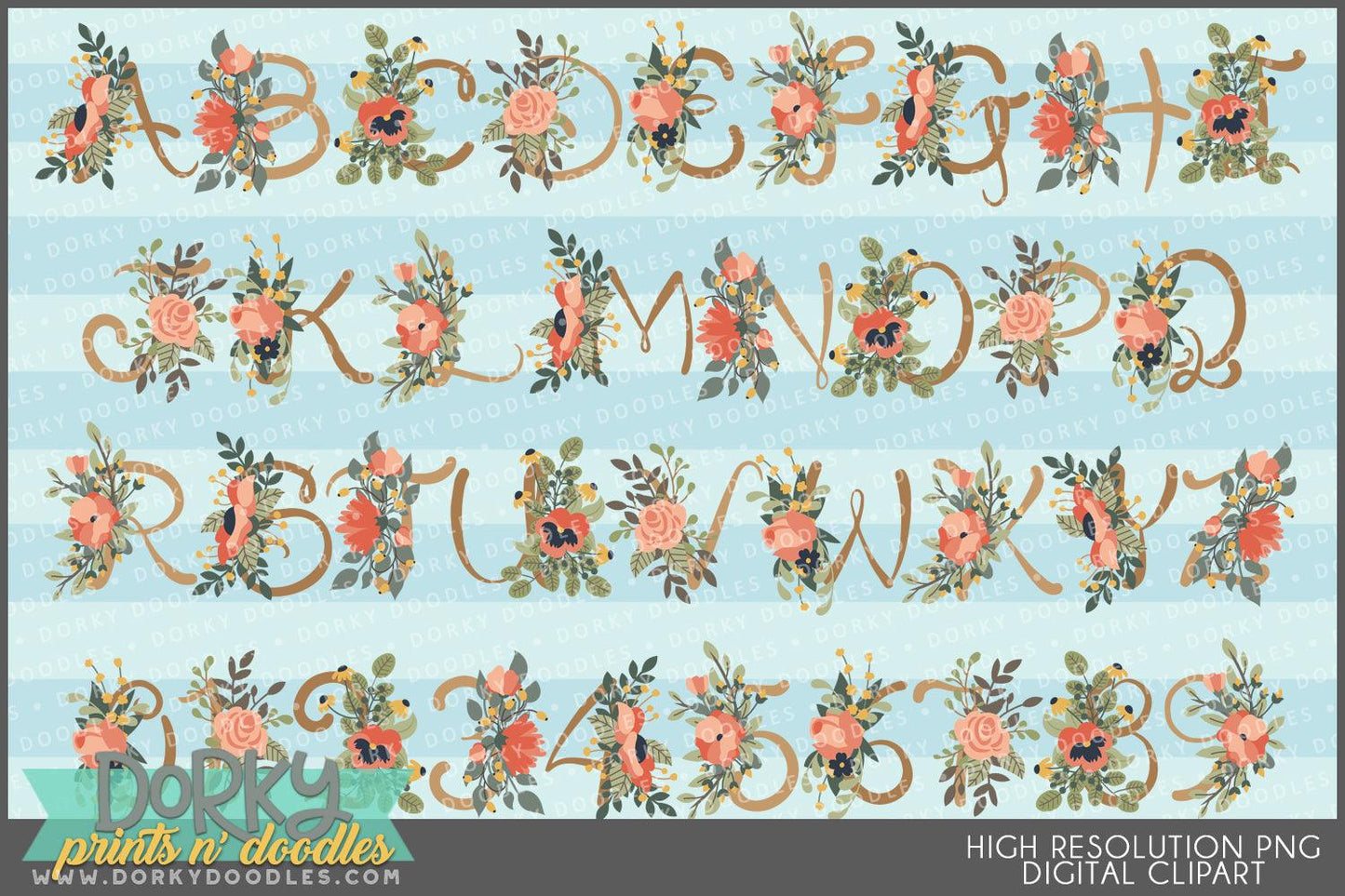 Pretty Floral Alphabet Clipart