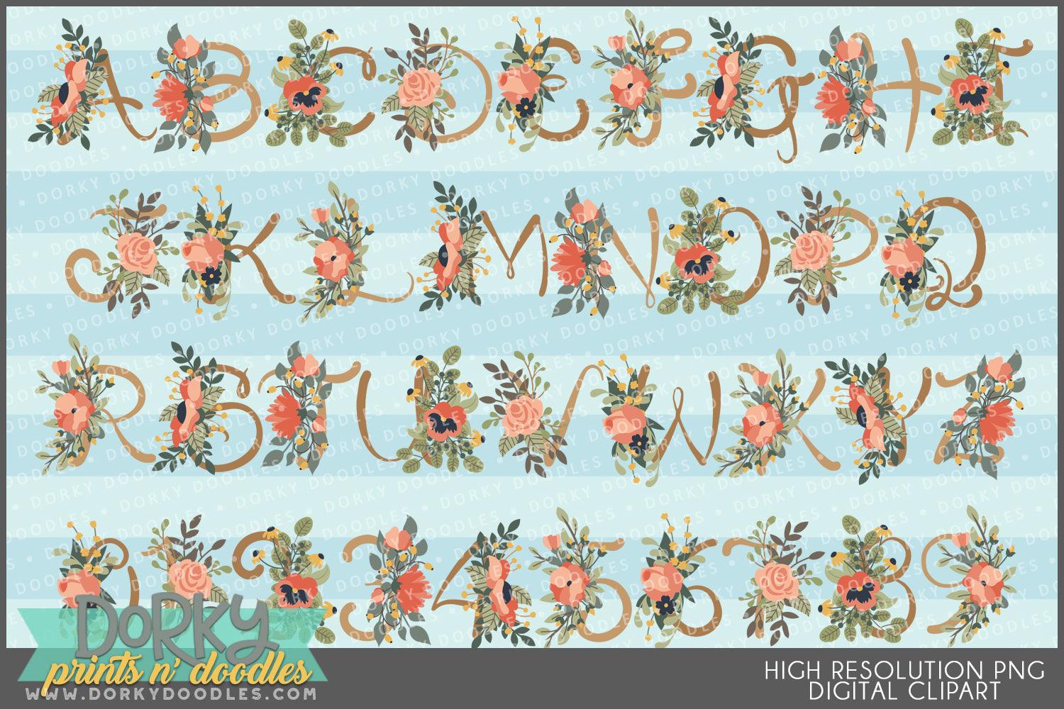 Pretty Floral Alphabet Clipart