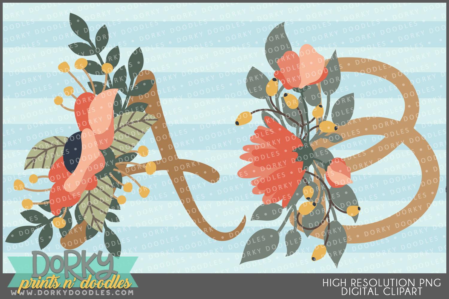 Pretty Floral Alphabet Clipart