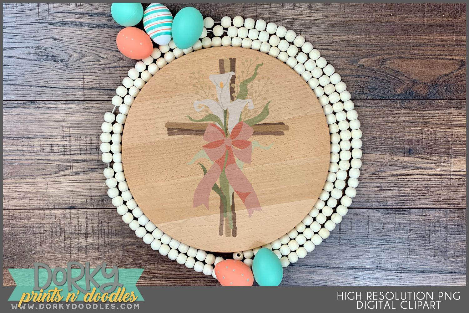 Pretty Floral Easter Cross Spring Clipart - Dorky Doodles