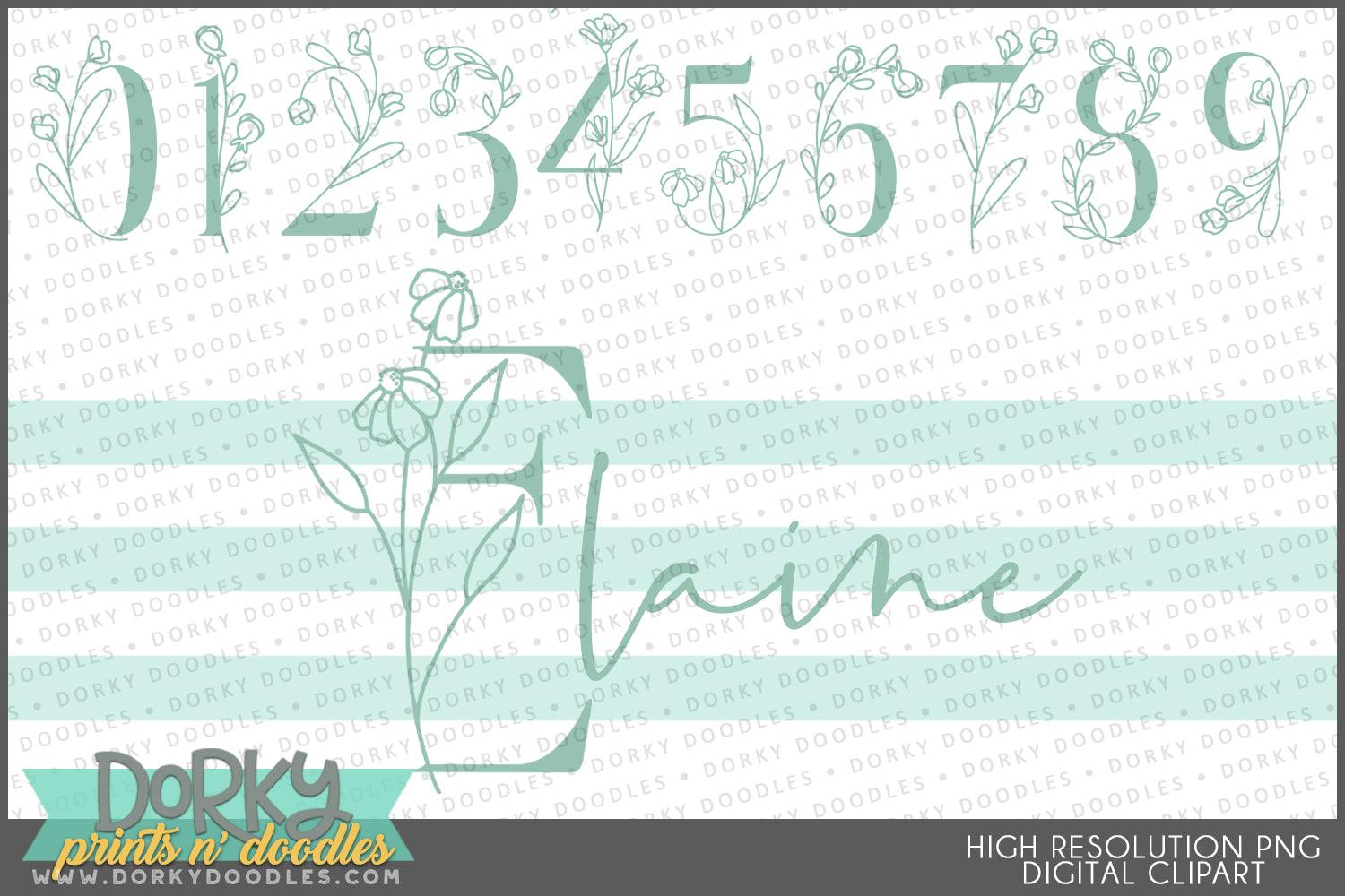 Pretty Floral Frame Alphabet Clipart - Dorky Doodles
