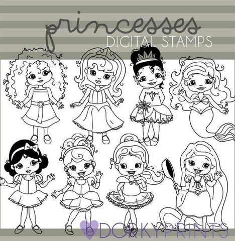 Princess Blackline Character Clipart