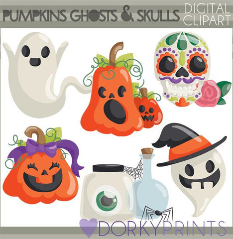 Pumpkin and Ghost Halloween Clipart