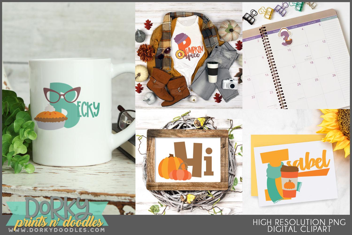 Pumpkin Spice Alphabet Clipart