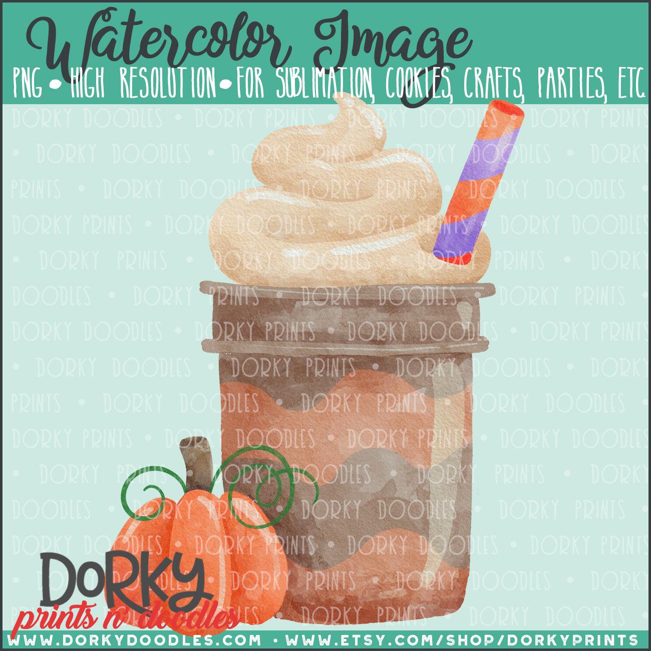 Pumpkin Spice Milkshake Watercolor PNG