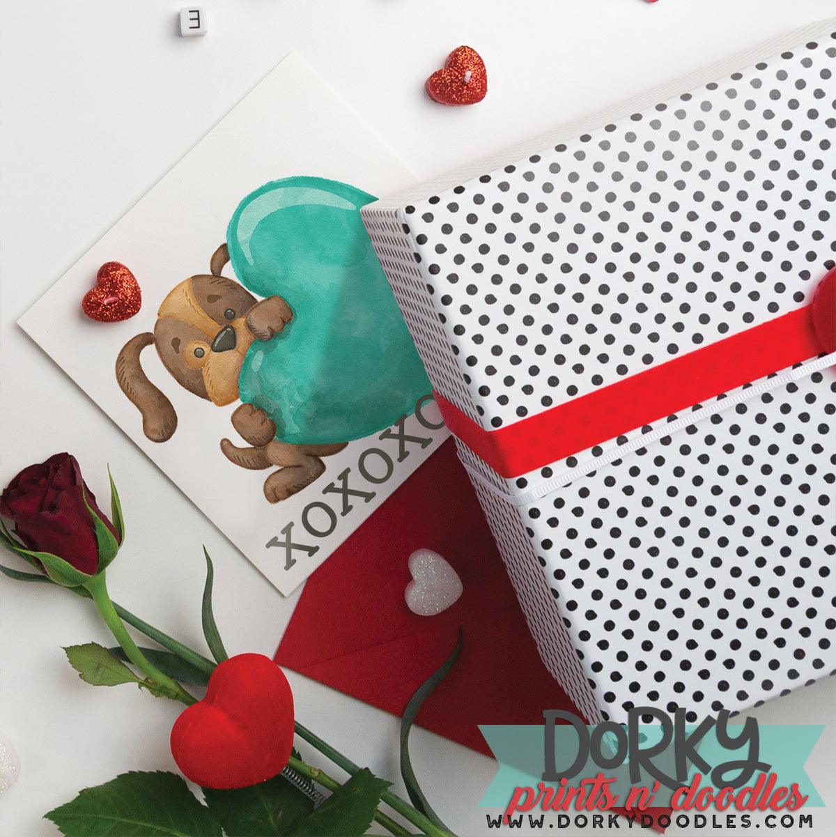 Puppy Love Valentine's Day Watercolor PNG