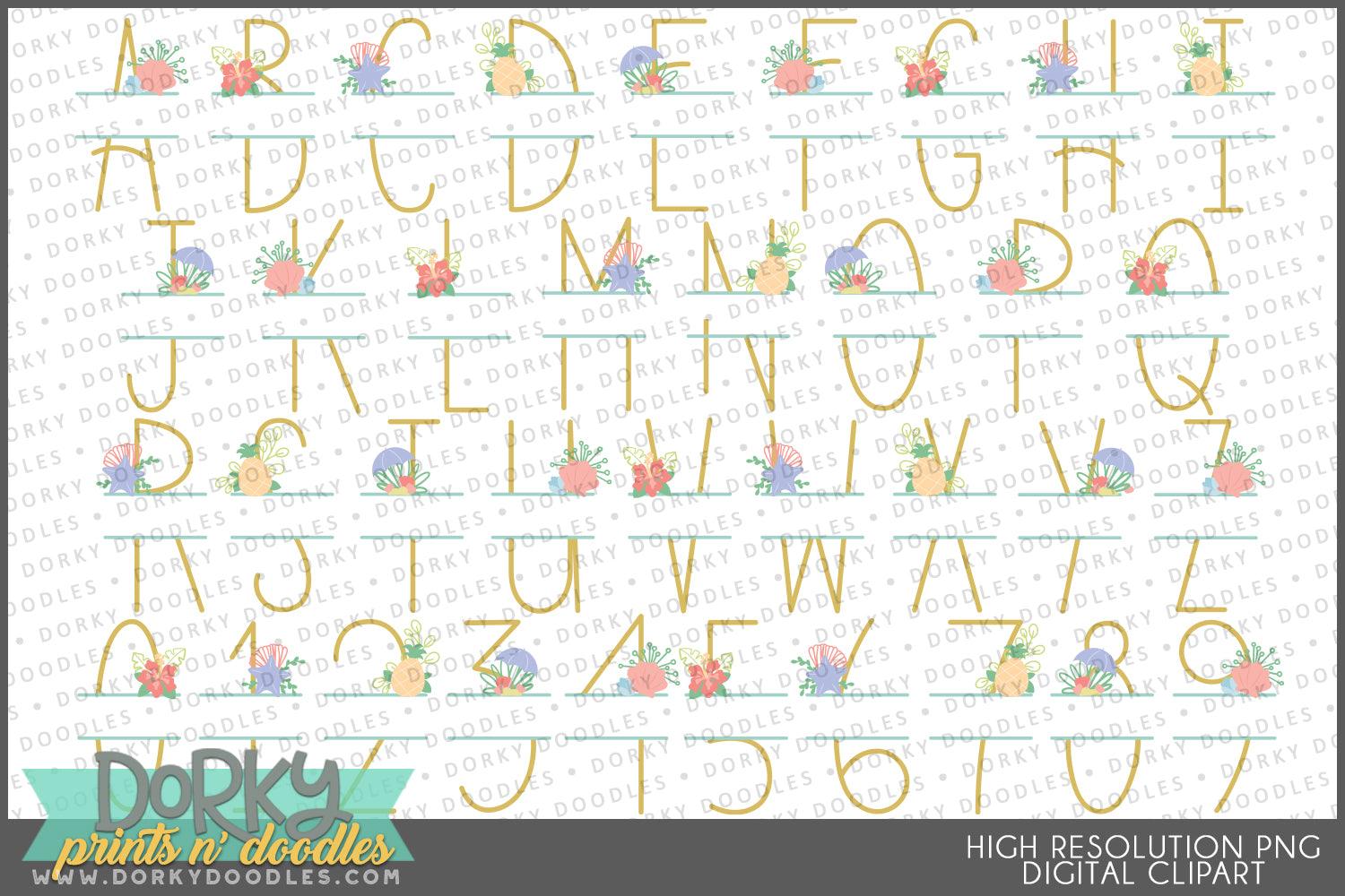 Rall Monogram Beach Alphabet Clipart